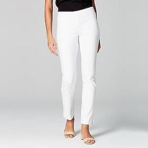 NWOT J.Jill White Essential Cotton Stretch Pants (16) White Flat Ankle Trousers